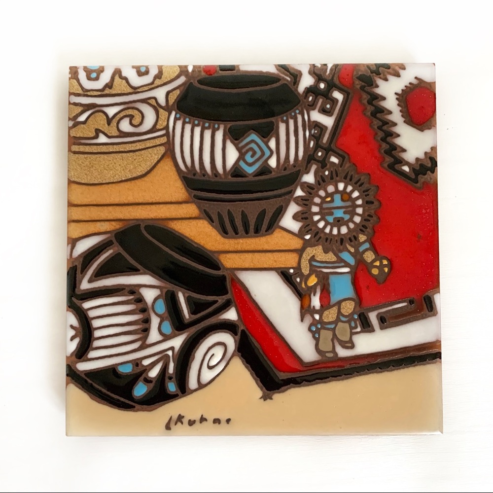 Vintage Earthtones Glazed Tile Trivet/Wall Decor